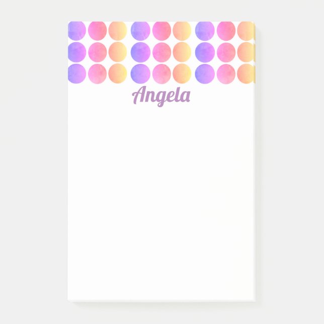 pretty pastel dots custom personalized post-it notes (Front)