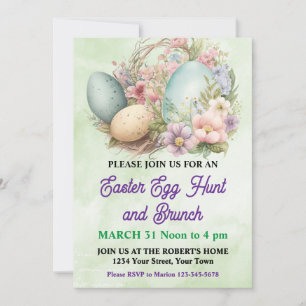 Pretty Pastel Easter Egg Hunt Invitation