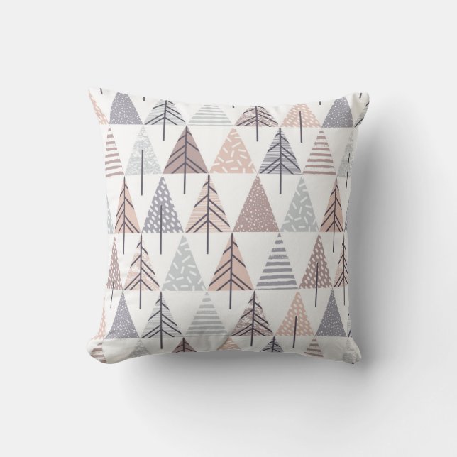 Pretty Pastel Festive Christmas Tree Pattern Throw Pillow (Front)
