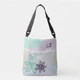 Pretty Pastel Floral Monogrammed Tote Bag