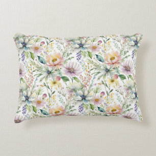 Pretty pastel floral pattern accent pillow