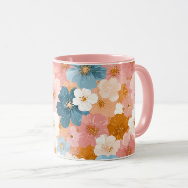 Pretty Pastel Floral Pattern Mug (Front Right)