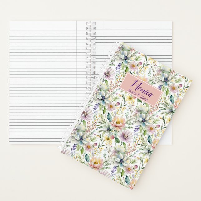 Pretty pastel floral pattern personalized notebook (Inside)