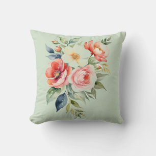 Pretty Pastel Floral Throw Pillow