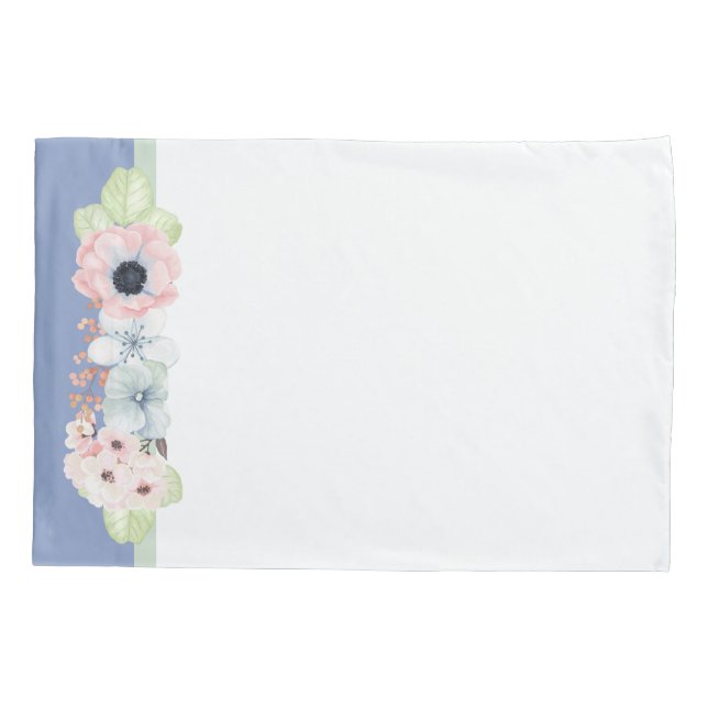 Pretty Pastel Flowers Pillow Case (Back)