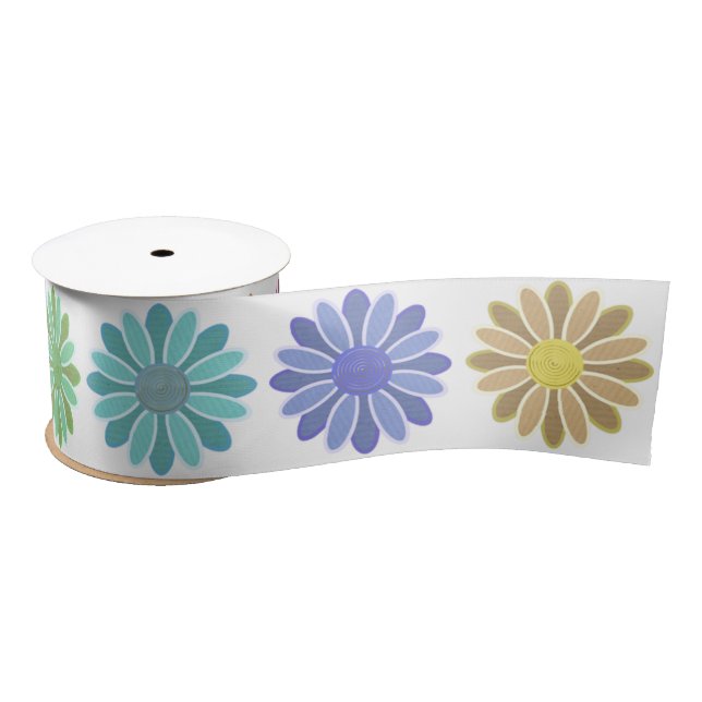Pretty Pastel Flowers Satin Satin Ribbon (Spool)