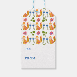 Pretty Pastel Foxy Floral Pattern Gift Tags