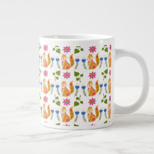 Pretty Pastel Foxy Floral Pattern Large Coffee Mug