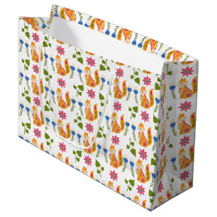 Pretty Pastel Foxy Floral Pattern Large Gift Bag