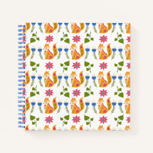 Pretty Pastel Foxy Floral Pattern Notebook