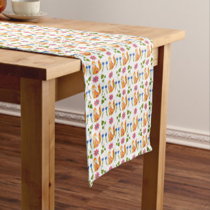 Pretty Pastel Foxy Floral Pattern Short Table Runner
