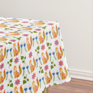 Pretty Pastel Foxy Floral Pattern Tablecloth
