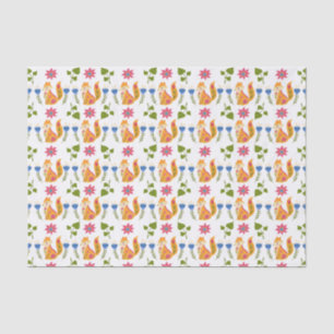 Pretty Pastel Foxy Floral Pattern Tissue Paper