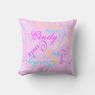 Pretty Pastel Glow Reversible Name Collage Pillow