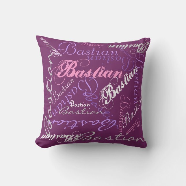 Pretty Pastel Glow Reversible Name Collage Pillow (Front)
