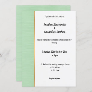 PRETTY PASTEL GREEN GOLD TRIM INVITATION