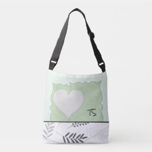 Pretty Pastel Green Personalized Tote Bag w/Heart