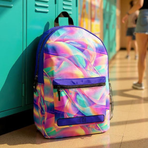 Pretty Pastel Holographic Rainbow Metallic  Printed Backpack