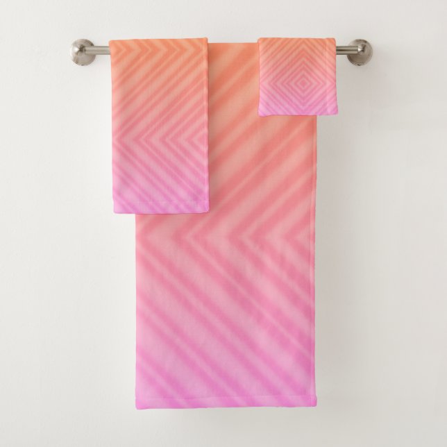 Pretty Pastel Hypnotic Diamond Modern Pop Art  Bath Towel Set (Insitu)