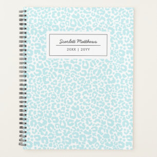 Pretty Pastel Leopard Pattern Print Name Blue Planner