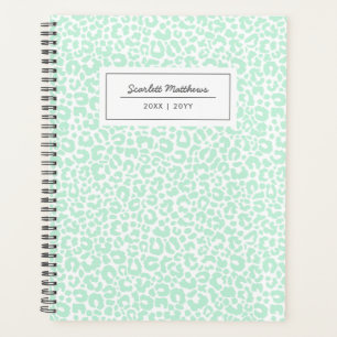 Pretty Pastel Leopard Pattern Print Name Mint Planner