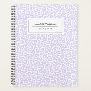 Pretty Pastel Leopard Pattern Print Name Purple Planner