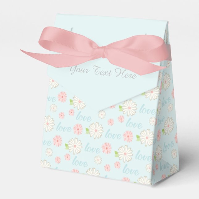 Pretty Pastel Love and Flowers Pattern Custom Text Favor Box (Front Side)