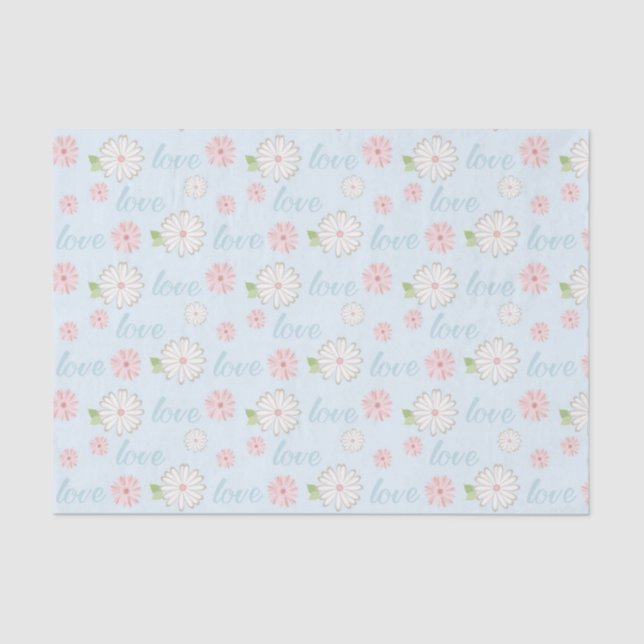 Pretty Pastel Love and Flowers Pattern Tissue Paper (Front)