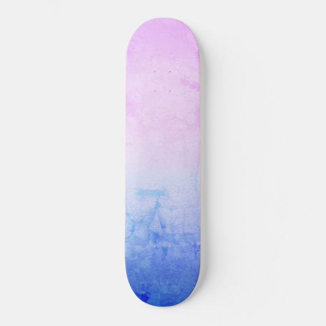 Pretty Pastel Marble Ombre Lavender Pink Blue Skateboard (Front)