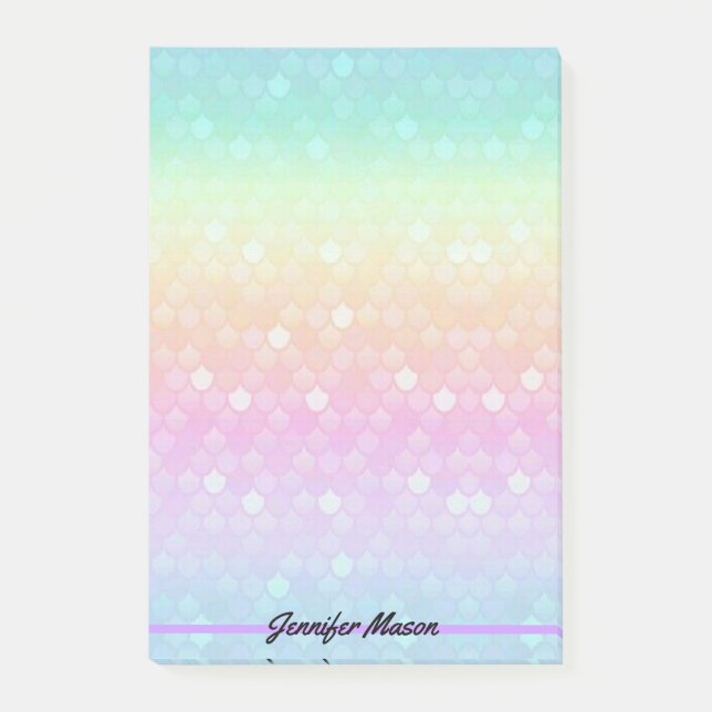 Pretty Pastel Mermaid Personalized Name Large Post-it Notes (Front)