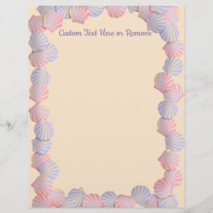 Pretty Pastel Ocean Beach Seashells Pink Blue  Letterhead