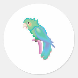 pretty pastel parrot classic round sticker