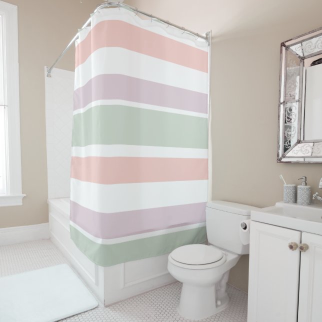 Pretty pastel pattern pink green violet stripes (In Situ)