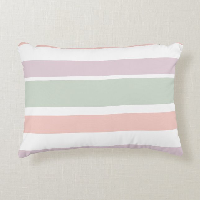 Pretty pastel pattern pink green violet stripes accent pillow (Front)