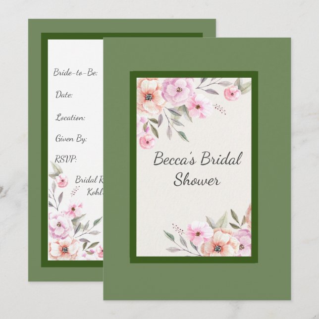 Pretty Pastel Petals Bridal Shower Invitation (Front/Back)