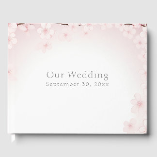 Pretty Pastel Pink Cherry Blossom Wedding Guest Book