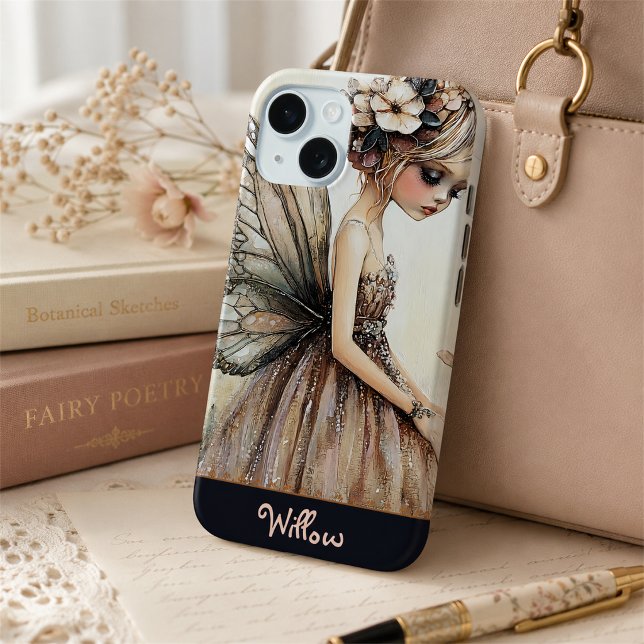 Pretty Pastel Pink Floral Fairy Personalized  Case-Mate iPhone Case (Creator Uploaded)