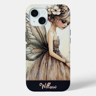 Pretty Pastel Pink Floral Fairy Personalized iPhone 15 Case
