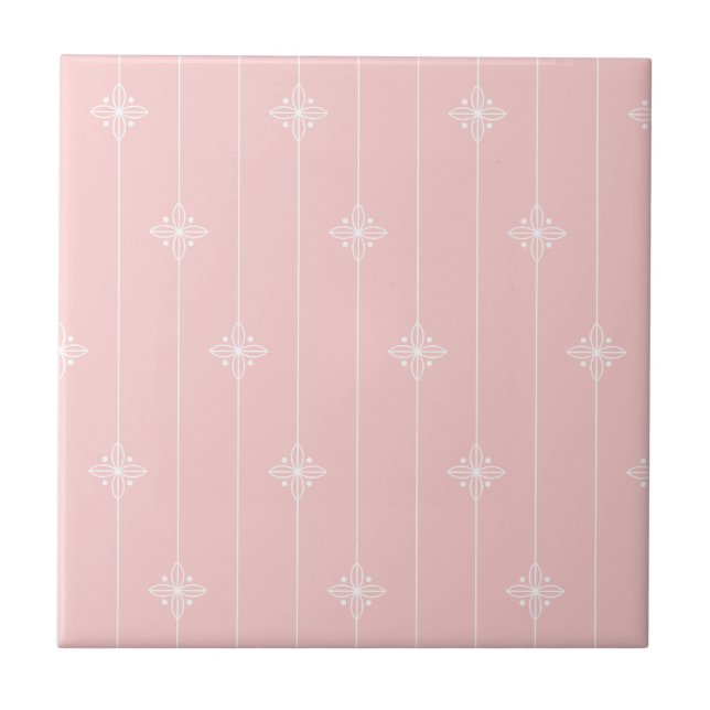 Pretty Pastel Pink Floral Pattern Tile (Front)