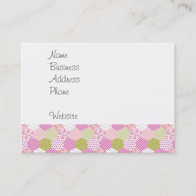 Pretty Pastel Pink Green Patchwork Quilt Design Business Card (Front)