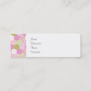 Pretty Pastel Pink Green Patchwork Quilt Design Mini Business Card