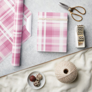 Pretty Pastel Pink Plaid Wrapping Paper