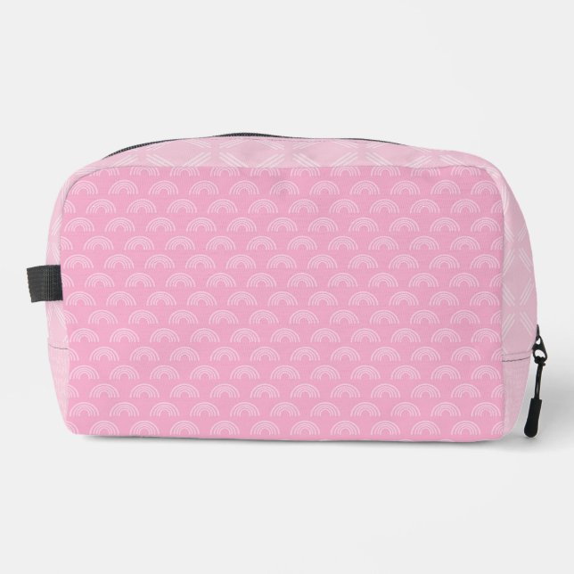 PRETTY PASTEL PINK RAINBOW PATTERNS DOPP KIT (Front)