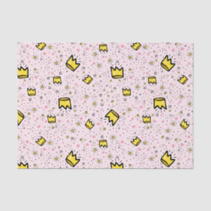 Pretty Pastel Pink Whimsical Crown Doodle Pattern Tissue Paper
