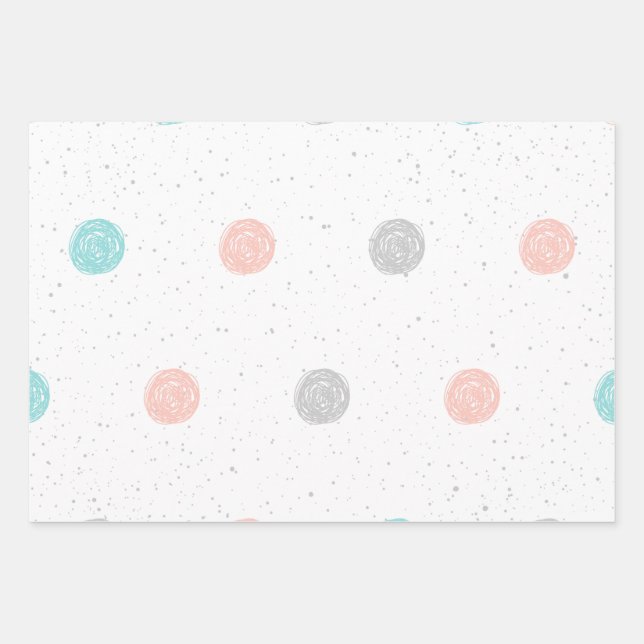 Pretty Pastel Polka Dot  Wrapping Paper Sheet (Front)