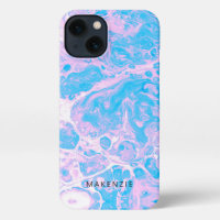 Pretty pastel poured paint personalized iPhone cas