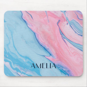 Pretty pastel poured paint personalized mouse pad