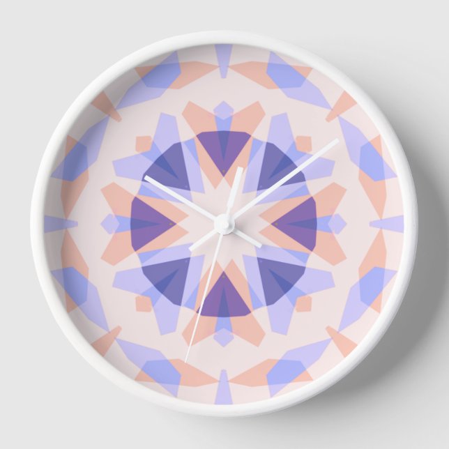 Pretty Pastel Purple Peach Star Eclectic Kitsch Clock (Front)