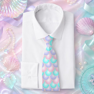 pretty pastel purple pink turquoise mermaid scales tie
