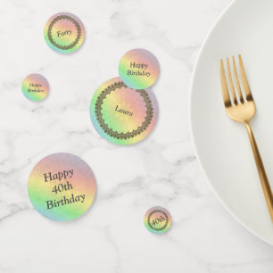 Pretty Pastel Rainbow 40th birthday Confetti